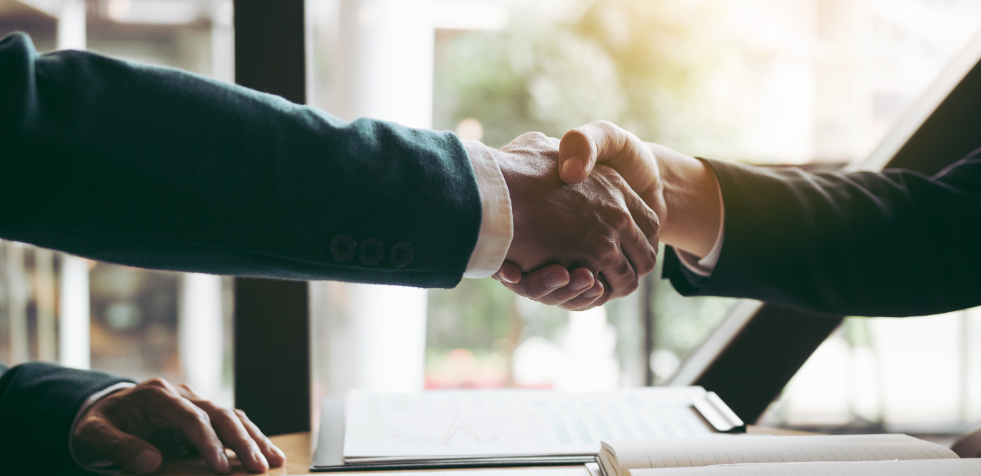Two business people shaking hands