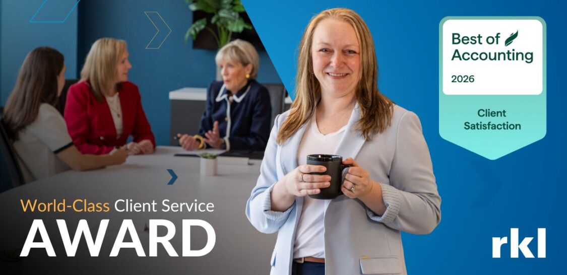 World Class Client Service Award, Best of Accounting, Blonde Woman Holding Mug