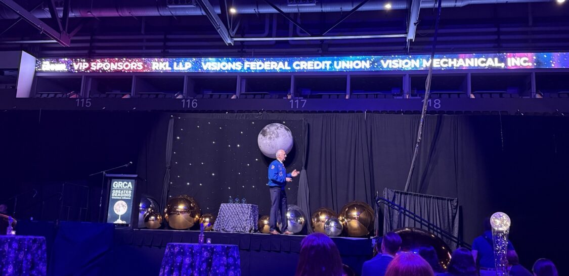 The stage at the Greater Reading Chamber Alliance Dinner.
