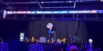 The stage at the Greater Reading Chamber Alliance Dinner.
