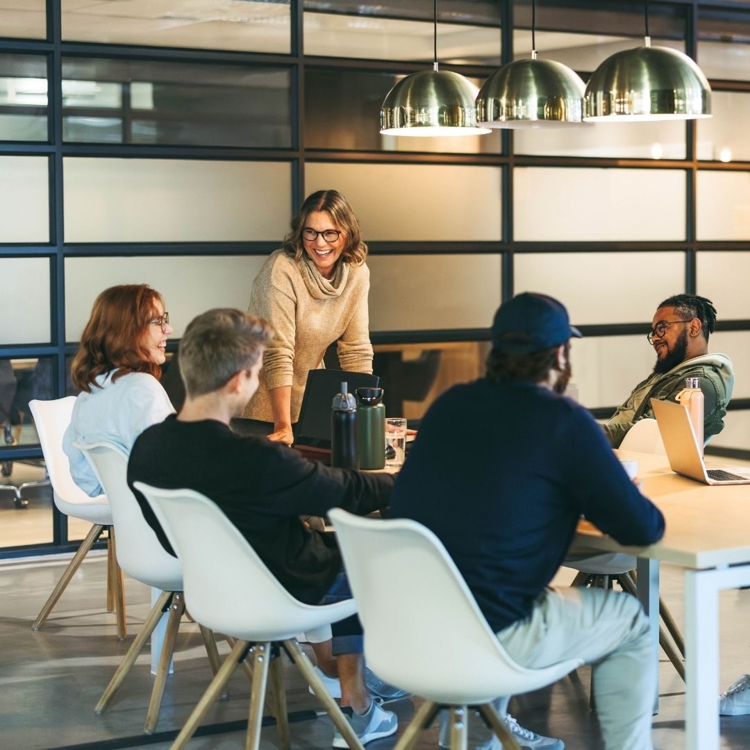 Team meeting in a modern office conference room